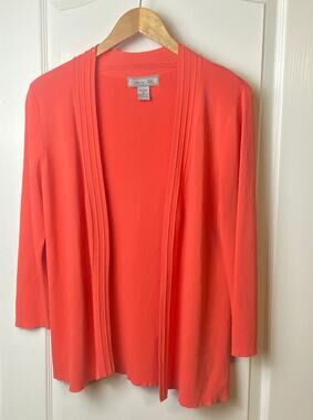 Birch Hill Coral Long Sleeve Open Cardigan Fall Autumn Women's Size Medium